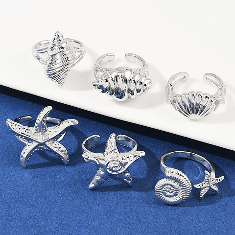 Anillos Ajustales Marinos | Baño de Plata