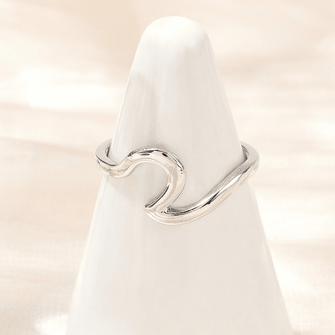 Anillo Ajustable de Ola | Baño de Plata