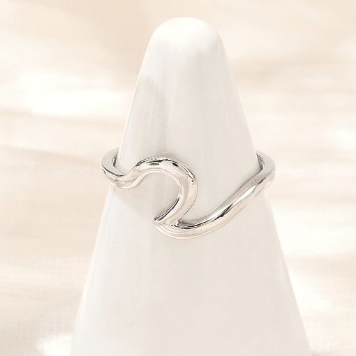 Anillo Ajustable de Ola | Baño de Plata