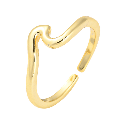 Anillo Ajustable de Ola | Baño de Oro