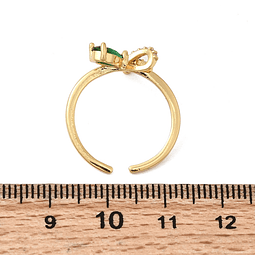  Anillo Ajustable Lazo Con Cristal Verde | Acero Inoxidable