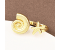 Anillo Ajustable Conchita y Estrella | Baño de oro 