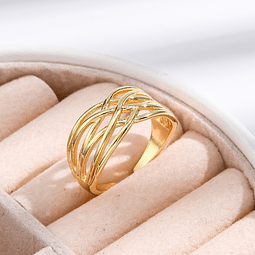 Anillo Ajustable Tejido | Baño de oro