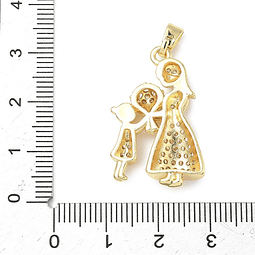  Colgante Madre e Hija Con Circones | Baño de oro 18k