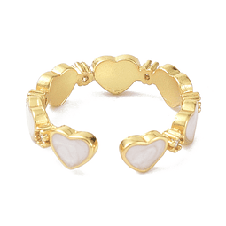  Anillo Ajustable Corazón Esmaltado | Baño de oro 18k
