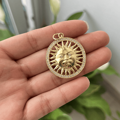 Colgante Sol Con Circones | Baño de oro 18k
