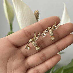 Aros De Colibri | Baño de oro 18k