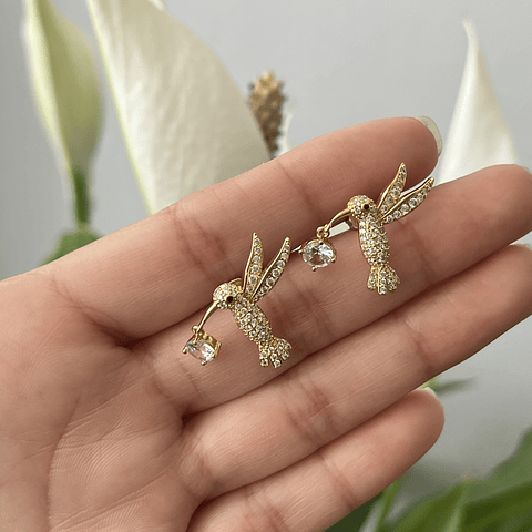 Aros De Colibri | Baño de oro 18k