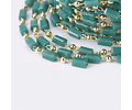 1 Metro Cadena Vidrio Turquesa Con Baño de oro 18k