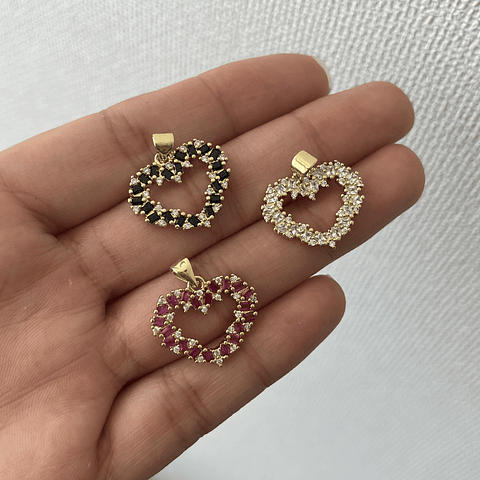 Colgante Corazón con Cristales | Baño de oro 18k