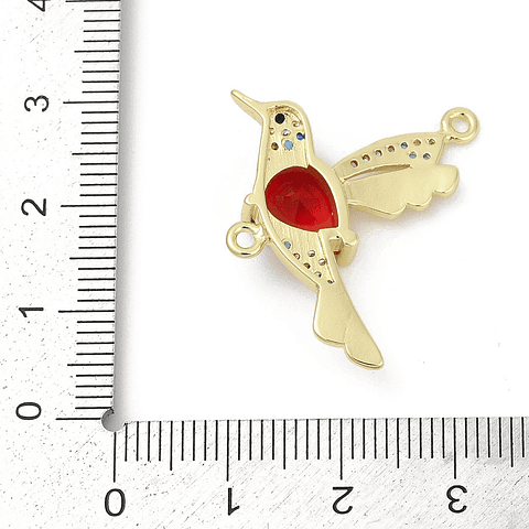 Conector Colibrí Cristal Rojo | Baño de oro 18k 