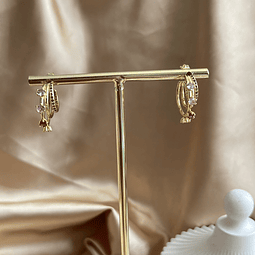 Aro Semi Argolla Triple Con Circones Colores | Baño de oro 18k