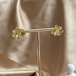 Aros Flor De Loto | Baño de oro 18k