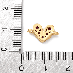  Conector Cristal Corazón | Baño de oro 18k
