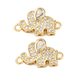  Conector Elefante Con Circones | Baño de oro 18k