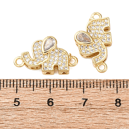  Conector Elefante Con Circones | Baño de oro 18k