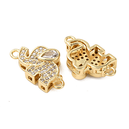  Conector Elefante Con Circones | Baño de oro 18k