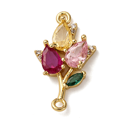  Conector Tulipan Cristales | Baño de oro 18k