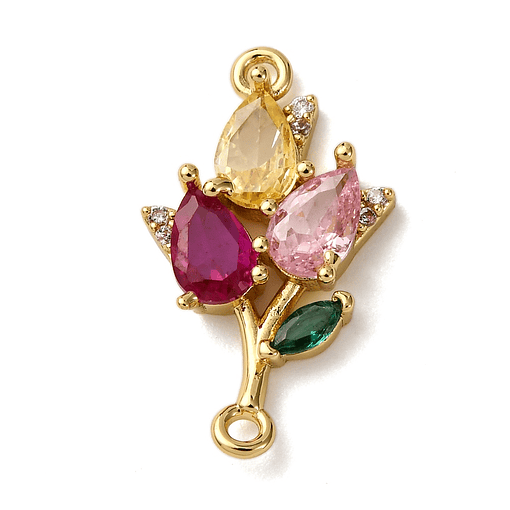 Conector Tulipan Cristales | Baño de oro 18k