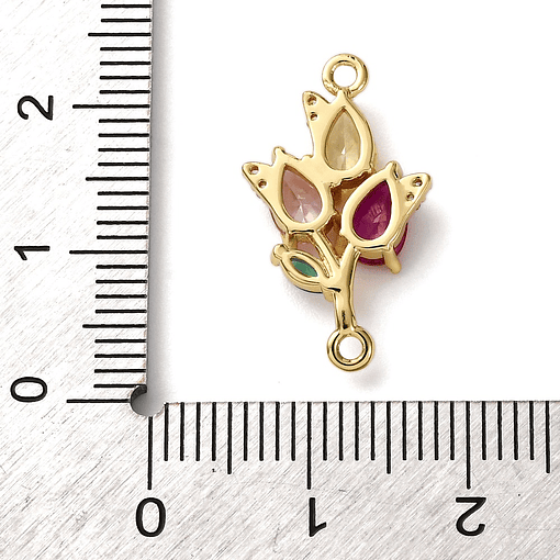 Conector Tulipan Cristales | Baño de oro 18k