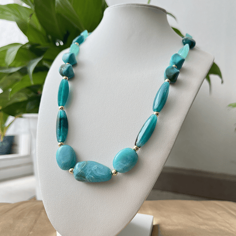Collar Acrílico Tonos Turquesa 