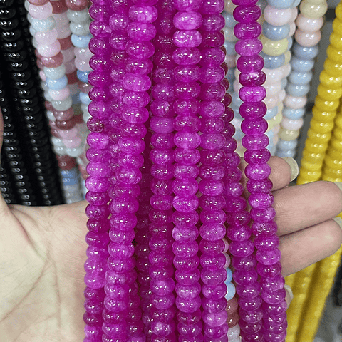 Piedra Natural Rondel | Agata Fucsia 