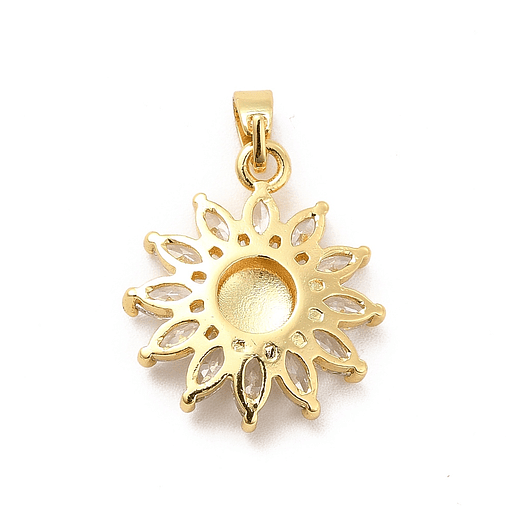 Colgante de Girasol Con Circones y Vidrio | Baño de oro 18k