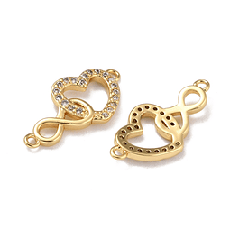  Conector Corazón e Infinito | Baño de oro 18k