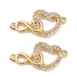  Conector Corazón e Infinito | Baño de oro 18k