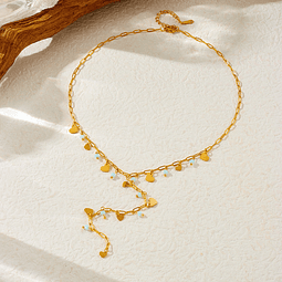  Collar Corazones y cristales celeste | Acero Inoxidable