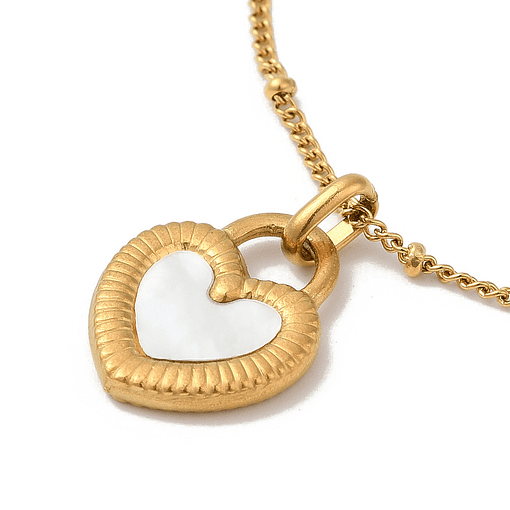 Collar Con Corazón Negro y Blanco | Acero Inoxidable