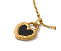 Collar Con Corazón Negro y Blanco | Acero Inoxidable