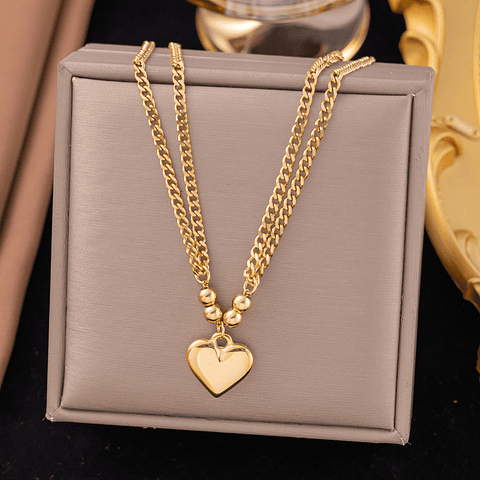 Collar Corazón Con Balines | Acero Inoxidable