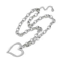  Collar Cadena Eslabon Con Corazón | Acero Inoxidable