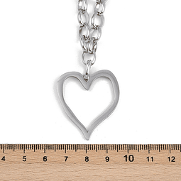  Collar Cadena Eslabon Con Corazón | Acero Inoxidable