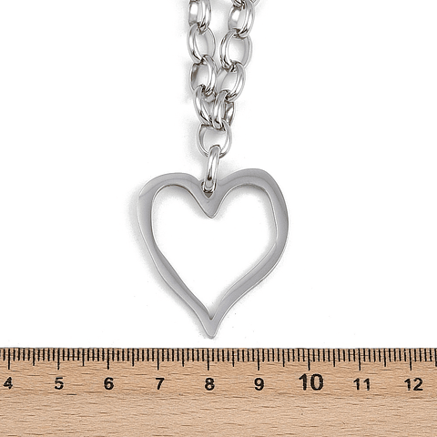Collar Cadena Eslabon Con Corazón | Acero Inoxidable