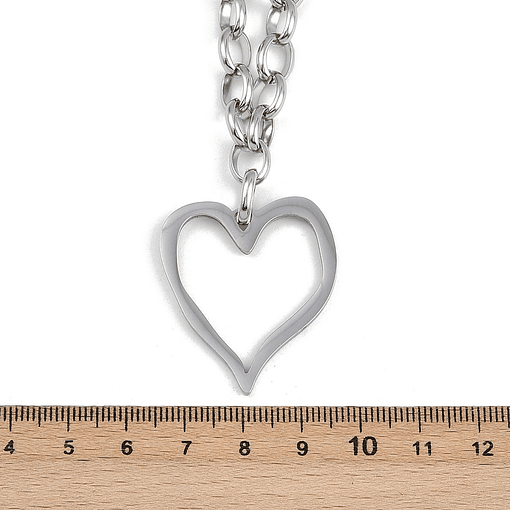 Collar Cadena Eslabon Con Corazón | Acero Inoxidable