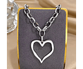 Collar Cadena Eslabon Con Corazón | Acero Inoxidable