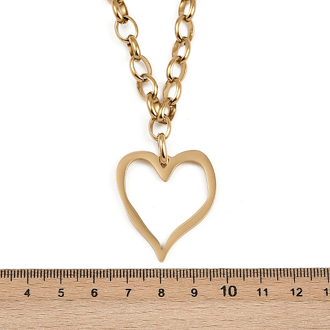 Collar Cadena Eslabon Con Corazón | Acero Inoxidable