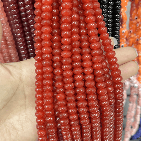 Piedra Natural Rondel | Agata  Roja 8mm