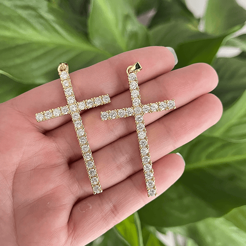 Colgante Cruz Con Circones | Baño de oro 18k