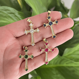 Colgante Cruz Con Circones | Baño de oro 18k
