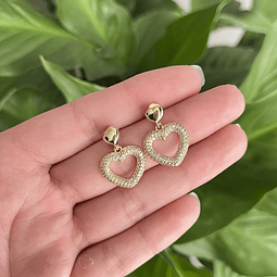 Aros de Corazón Con Circones | Baño de oro 18k