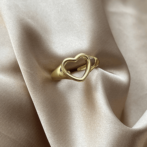 Anillo Ajustable Corazón | Baño de oro 18k