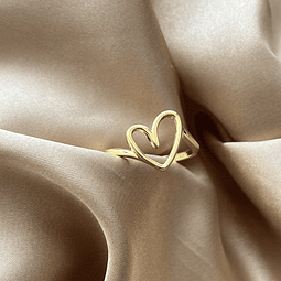 Anillo Ajustable Corazón | Baño de oro 18k