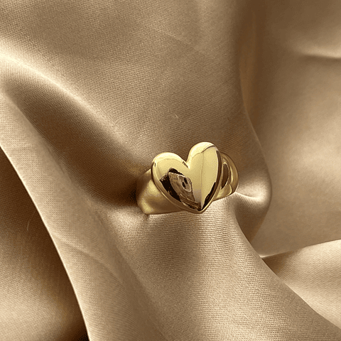 Anillo Corazón Ajustable | Baño de oro 18k