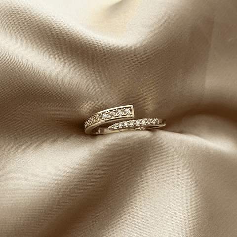 Anillo Ajustable Con Circones | Baño de oro 18k