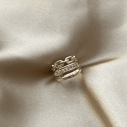 Ear Cuff Triple Diseño Cadena | Baño de oro 18k