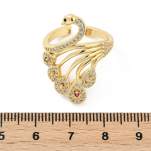 Anillo Ajustable Pavo Real | Baño de oro 18k