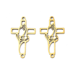  Conector Cruz Con Mano En Oración | Acero Inoxidable 